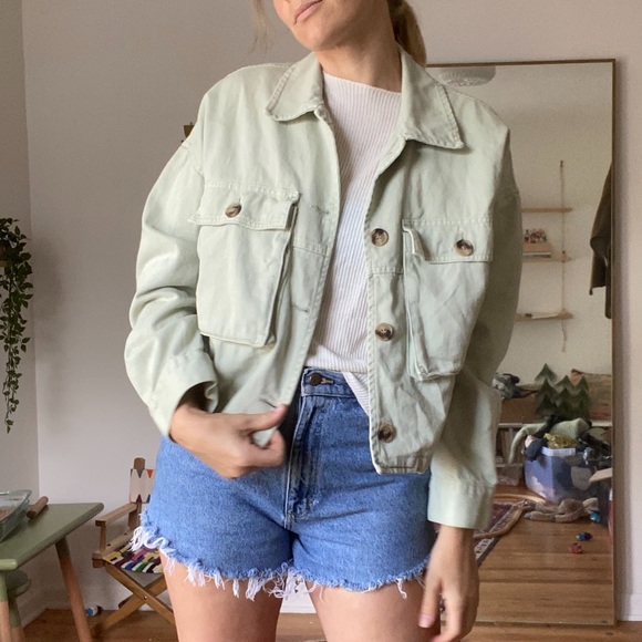 zara mint green jacket